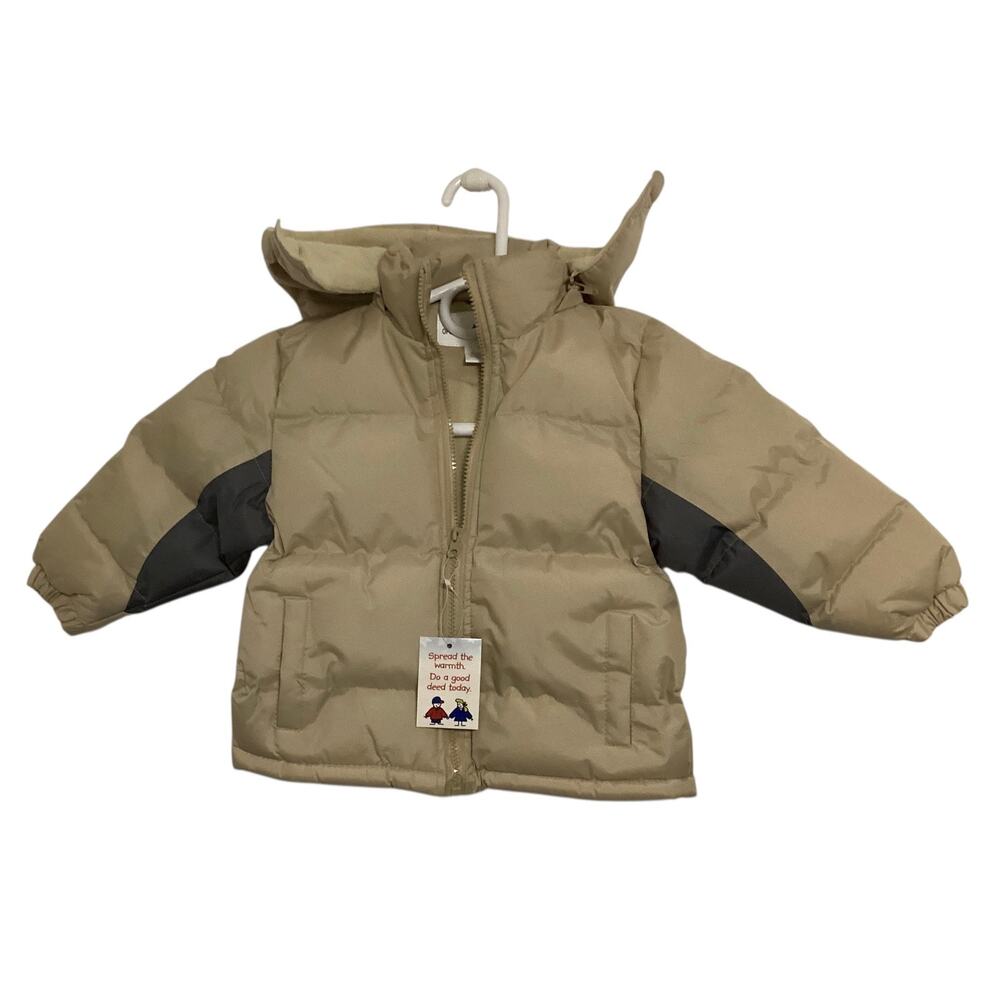 Operation warm brown and grey puffer‎ jacket for toddlers 3T